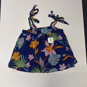 Tori Richard Tie Crop  Rayon/Cotton Floral top